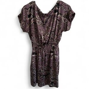 BCBGeneration Purple Short Sleeve Satin Mini‎ Cinched Dress Size Small